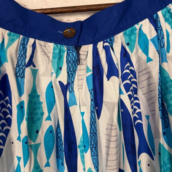 Oblong Box Shop School of Fish Novelty Print Circle Skirt Retro Tiki Rockabilly - Picture 6 of 6